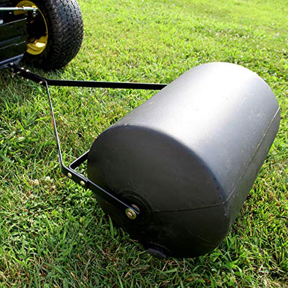Brinly 270 lb. Combination Push/Tow Poly Lawn Roller with Easy-Turn Tethered Plug, 18 by 24" - Matte Black - color: Matte Black