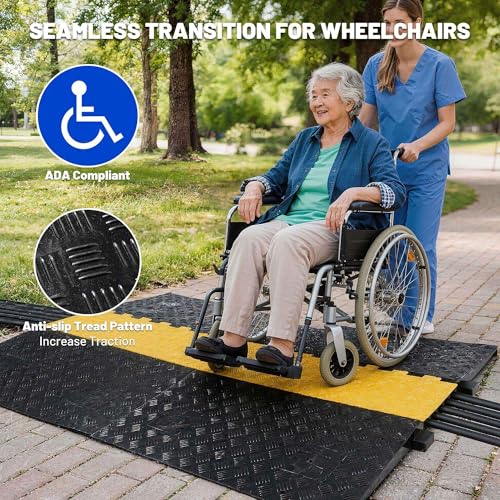 Yescom ADA Threshold Ramp for Wheelchair & Scooter, 5-Channel Rubber Cable - size: 2"H - 5 Channel - ADA