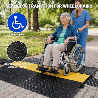 Yescom ADA Threshold Ramp for Wheelchair & Scooter, 5-Channel Rubber Cable - size: 2"H - 5 Channel - ADA