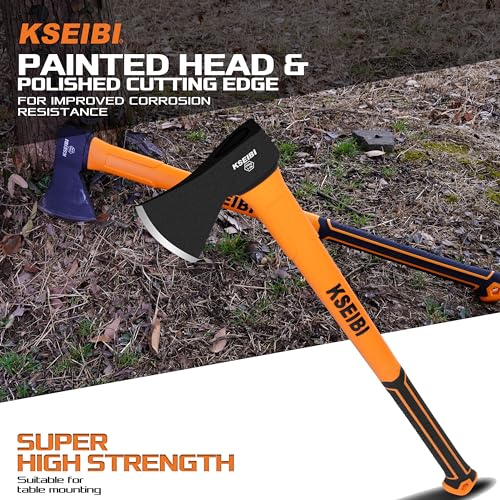 KSEIBI 36-Inch Splitting Axe - Forged Carbon Steel, Wood Chopper & Kindling Axe for Chopping, Heavy-Duty Maul with Ergonomic Fiberglass Handle, Shock Reduction, Anti-Slip Grip - style: 36-inch Chopping Axe