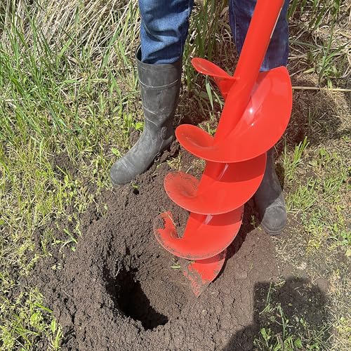 Double Spiral Earth Auger Spiral Drill Bit 8” x 36”, Post Hole Digger with 7/8" Drive Drill - size: 8-Inch