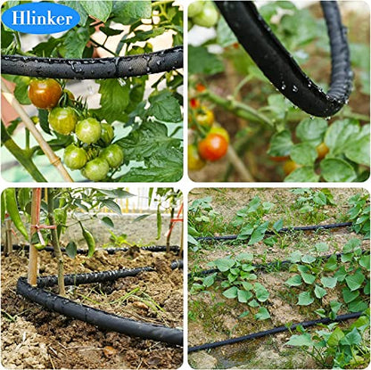 Hlinker 2026 Flat Soaker Hose 100 ft (50ft 2Packs) with Stake for Garden, Linkable Drip Hose Diy Automates Garden Irrigation System Saving 88% Water, Dual-layer Leak-free Design Water Hose with Holes - size: 100FT (50'X2)