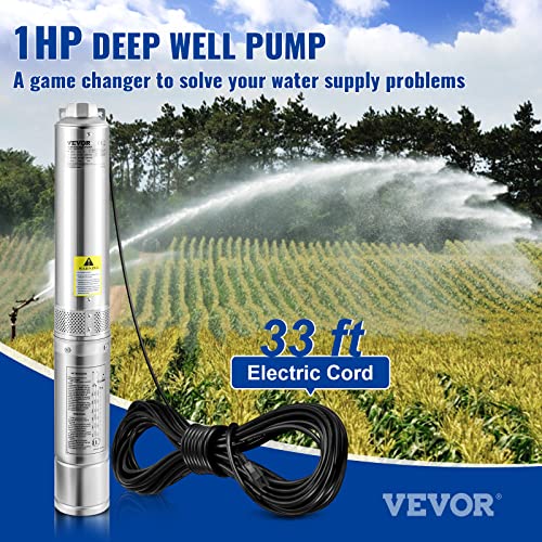 VEVOR Deep Well Submersible Pump 1 HP 115V/60Hz 37 GPM Flow 207 ft Head - style: 1HP/115V