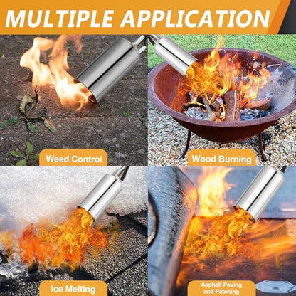 Propane Torch Weed Burner, Weed Torch with 10FT Hose, High Output 1,800,000 BTU Flame Thrower Kit with Flame Control and Adapter(Black Handle)