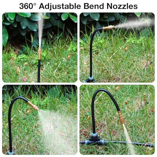MIXC 50Ft 1/4" Drip Irrigation System,2026-Upgrade Garden Irrigation Kit with 12pcs Adjustable Copper Nozzles,Automatic Atomizing Watering System for Outdoor Plants,Raised Bed,Yard,Potted Plant,Lawn - size: 50ft