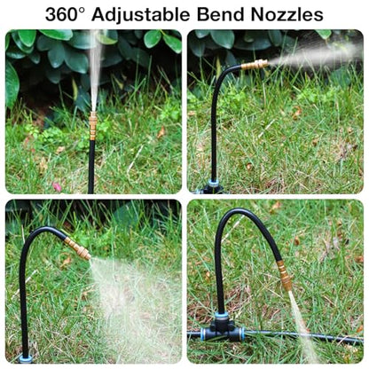 MIXC 50Ft 1/4" Drip Irrigation System,2026-Upgrade Garden Irrigation Kit with 12pcs Adjustable Copper Nozzles,Automatic Atomizing Watering System for Outdoor Plants,Raised Bed,Yard,Potted Plant,Lawn - size: 50ft