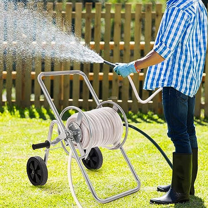 VEVOR Hose Reel Cart, Hold Up to 175 ft of 5/8’’ Hose (Hose Not Included), Garden Water Hose Carts Mobile Tools with Wheels, Heavy Duty Powder-Coated Steel Outdoor Planting for Garden, Yard, Lawn - size: 175 ft