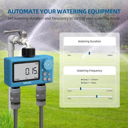 TiFFCOFiO Sprinkler Timer Outdoor, Digital Programmable for Garden Hose, Irrigrtion Timer with Rain Delay and Manual Mode (2 Outlets, 2 Packs) - size: 2 Outlets, 2 Packs