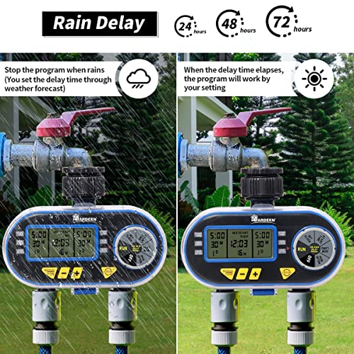 Sprinkler Water Timer with Rain Delay Function for Garden Hose - style: 2 Outlet Water Timer