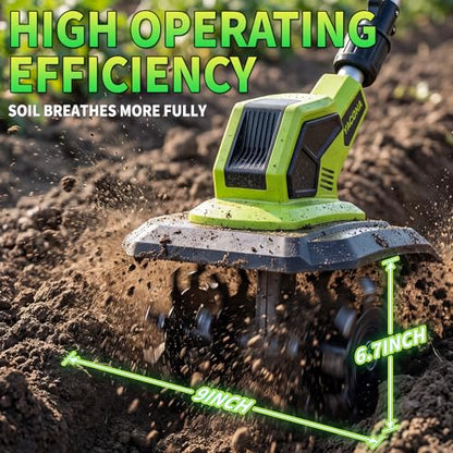 Cordless Tiller Cultivator, 400RPM Battery Powered Garden Cultivator