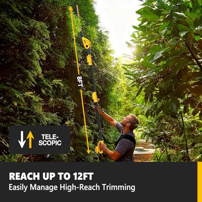Alloyman 2-in-1 Telescopic Cordless Pole Hedge Trimmer 16'' &Pole Saw 8.6'' - color: YELLOW