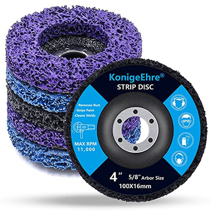 6 Pack 4" x 5/8" Strip Discs Stripping Wheel Fit Angle Grinder Clean and Remove Paint Coating Rust Welds Oxidation - size: 4 Inch