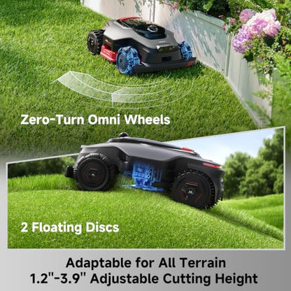 MOVA LiDAX Ultra 2000 AWD Robot Lawn Mower Wire Free RTK Free for up to 0.5 Acre*Dual Maps, 360° 3D LiDAR & AI Dual Vision Mapping, Robotic Mower with 4G, for 80% Slopes, Cutting Height 1.2”–3.9“ - color: 2000 AWD: Mows up to 0.5acre