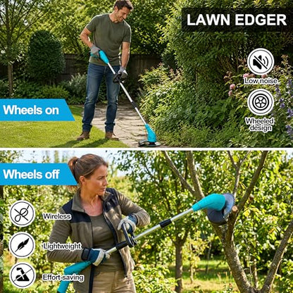 Cordless Weed Wacker, 12V Electric Grass Trimmer Edger,Blue - color: Blue