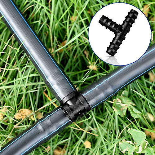 Maitys 32 Pcs Drip Irrigation Fittings Kit for Tubing 8 Tees 8 Elbows 8 Couplings and 8 End Cap Plugs, Irrigation Barbed Connectors for Drip Sprinkler Systems Flower Pot Garden Lawn(3/4 Inch)