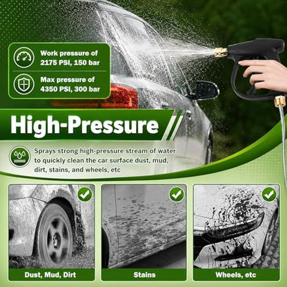 Car Short Pressure Washer Gun,High-Pressure 4350 PSI Max Stubby