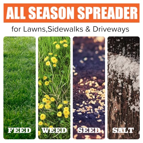 MOUMON 50LBS Push Broadcast Fertilizer Spreader, Walk-Behind Garden Seeder