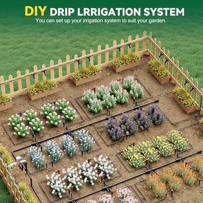 Drip Irrigation System for Garden, 2026-Upgraded Quick Connect Garden Watering Kit All-in-One with 1/2 inch 1/4 inch Irrigation Tubing for Garden, Lawn, Greenhouse, Raised Beds (126FT) - size: 126FT