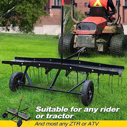 Suchtale 48 Inch Tow Behind Lawn Dethatcher with 24 Spring Tines - size: 48-inch