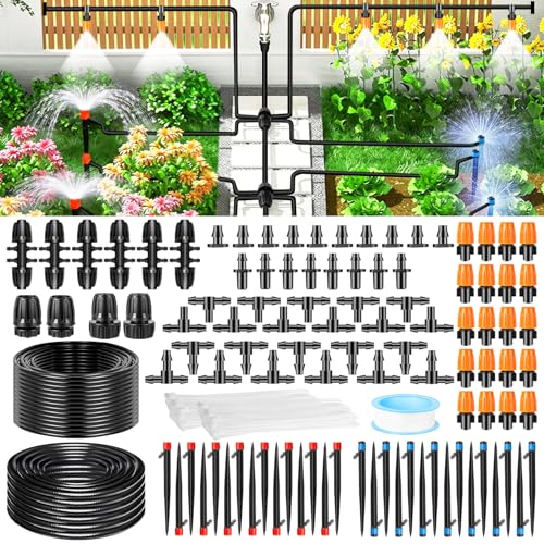 260FT Drip Irrigation System Kit, Automatic Drip Irrigation Kit with 1/2 inch Hose 1/4 inch Distribution Tubing and Accessories for Greenhouse, Yard, Lawn - size: 260 FT (40FT Main tube + 220FT Distribution tube)