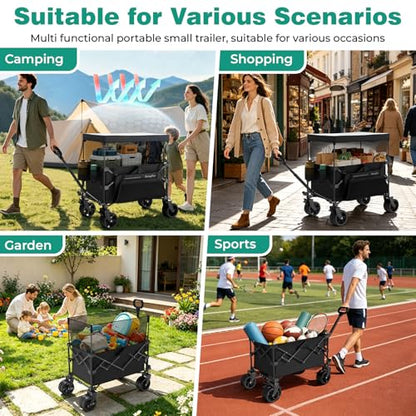 SUNNYFEEL Foldable Wagon Cart with Canopy - 445L Extra Large