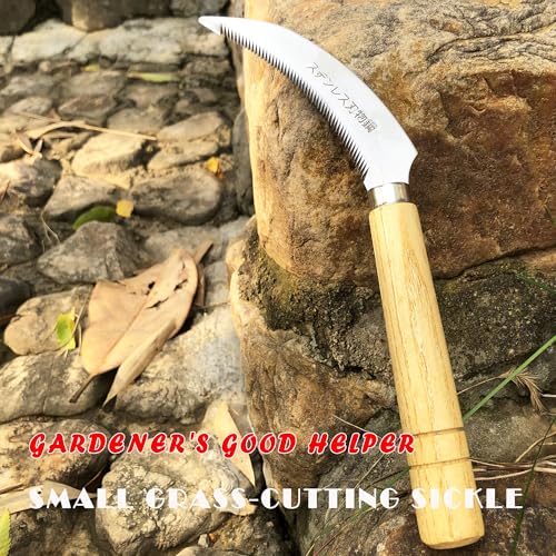 Grass Sickle Hoe Gardening Handheld Tool Weeding Tools for Garden (Brown) - color: Brown