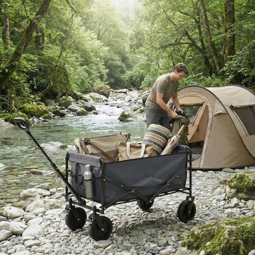 OLIXIS Wagon Cart Collapsible, 330lbs Capacity, Gray