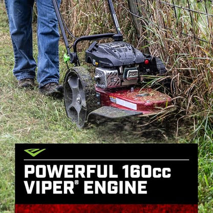 Earthquake Walk Behind String Mower With 160cc Viper 4-Cycle Engine, 22” Cutting Diameter, 14” Never-Go-Flat Wheels, Easy Assembly, Adjustable Handlebar, 40314