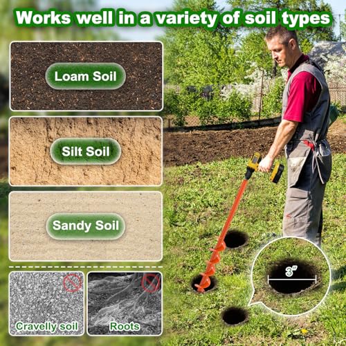 Insaga Auger Drill Bit for Planting 3''x32'' Garden Earth Auger 3mm Thicker Drill Augers for Digging Holes Heavy Duty Auger Post Hole Digger for Bulb, Flowers, Plants - Fits 3/8" Hex Drive Drill - size: 3x32''