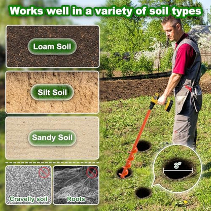 Insaga Auger Drill Bit for Planting 3''x32'' Garden Earth Auger 3mm Thicker Drill Augers for Digging Holes Heavy Duty Auger Post Hole Digger for Bulb, Flowers, Plants - Fits 3/8" Hex Drive Drill - size: 3x32''