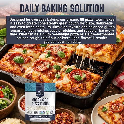 Great River Milling Organic 00 Pizza Flour, Neapolitan Style, 2 lb - size: 2 LB