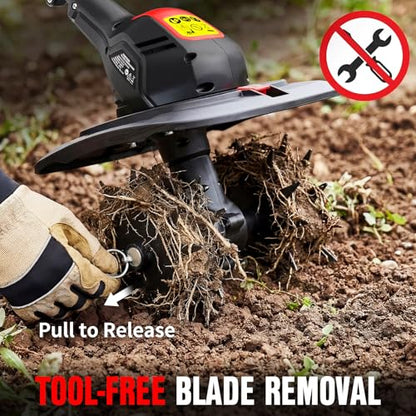 EWORK 20V Cordless Tiller Cultivator, Electric Hand Tiller for Gardening