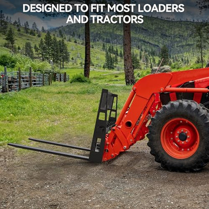 YINTATECH 4000lbs Skid Steer Pallet Fork Attachment, 48" Fork Blades and 45" Pallet Fork Frame for Loaders Tractors Quick Tach Mount