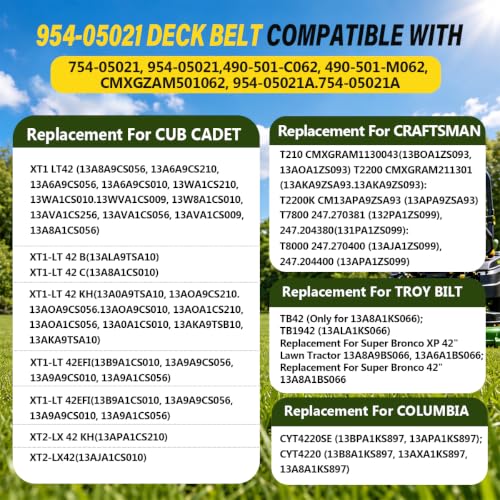 954-05021 Deck Belt 1/2" x 99.75" Replacement for Cub Cadet Craftsman - size: 954-05021