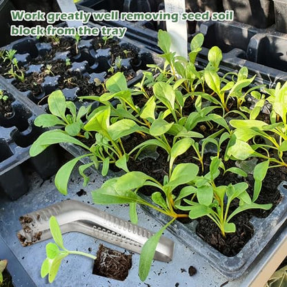 2PCS Seedling Transplant Tongs Stainless Steel Seedling Starters Remove Tongs Seedling Transplanting Tool Seedling Easy Transplanter with Anti-Slip Grasp Tips to Reduce Damage to Roots - color: 2PCS Silver