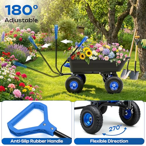 Wheelbarrow Garden Dump Cart Wagon 4 Cu.Ft. - color: 900lbs|blue