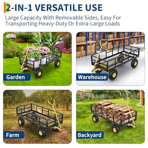 Garden Dump Cart with Removable Sidewalls - color: Black