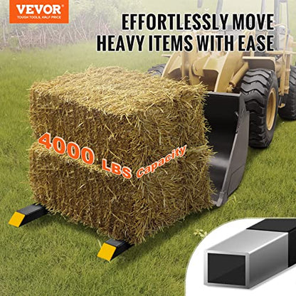 VEVOR Pallet Forks, 4000 lbs Clamp on Pallet Forks, 60" Total Length Heavy Duty Pallet Forks, Tractor Bucket Forks for Tractor Attachments, Skid Steer, Loader Bucket