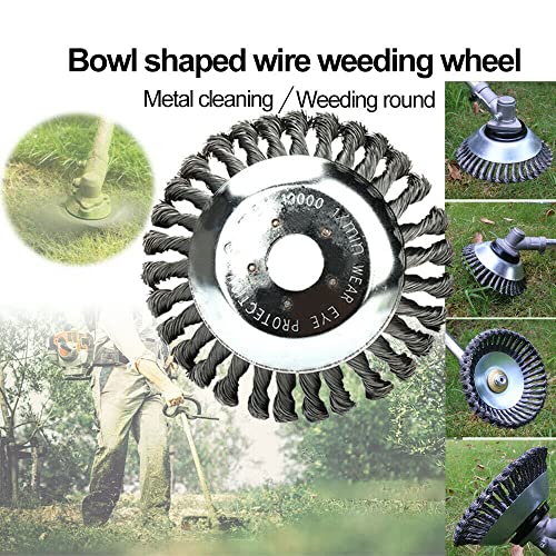 MOCW 8inch Rotary Steel Wire Wheel Weed Brush Blade Trimmer Head Cutter Replacement for Husqvarna, Stihl, Ego, Oregon, and Hitachi Straight Shaft Trimmers