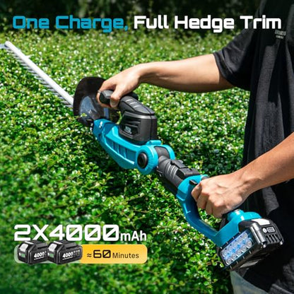 SEESII 2-in-1 Pole & Hedge Trimmer Cordless,20" Electric Bush Trimmer 8.5ft - color: Light Blue