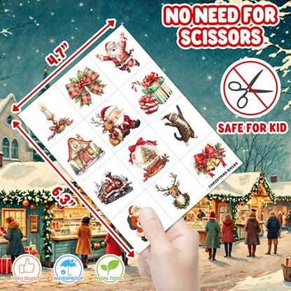 120 PCS Christmas Temporary Tattoos Stickers for Women Kids Adults - color: Christmas