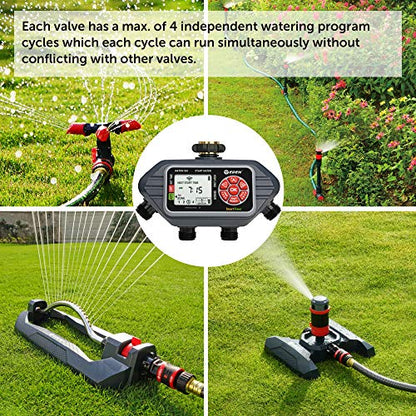 Eden 93413 Programmable Digital Water Timer 4-Zone, Compatible with Wireless Soil Moisture Sensor - size: 4 Zone