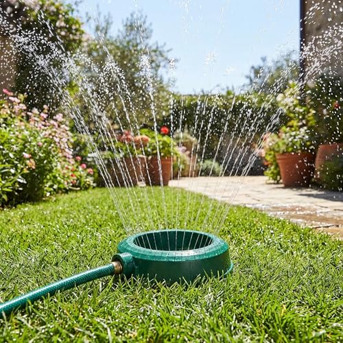Adnee 2 Pcs Ring Water Sprinkler, Plastic Lawn Ring Base Sprinkler, Round Garden Sprinklers for Outdoor Lawn Yard Patio Irrigation - color: 2 Pcs