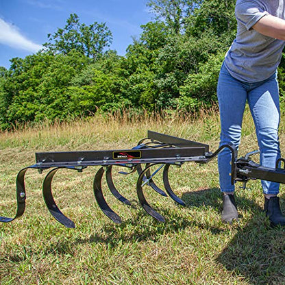 Brinly Sleeve Hitch Adjustable Tow Behind Cultivator, 18" by 40", Hammered Black
