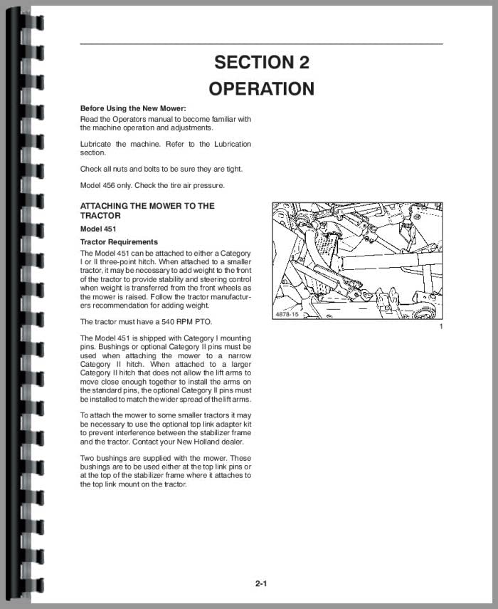 Jensales Operator Manual Compatible with New Holland 456 Sickle Bar Mower (Sickle Bar Mower)