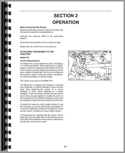 Jensales Operator Manual Compatible with New Holland 456 Sickle Bar Mower (Sickle Bar Mower)