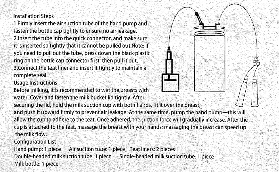 Manual Milking Machine, 2L Effort-Saving Goat Milking Device, Sheep Cow Hand Vacuum Pump Goat Cow Milking Machine, Portable Milking Kit for Milk Plant Farm