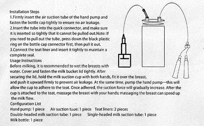 Manual Milking Machine, 2L Effort-Saving Goat Milking Device, Sheep Cow Hand Vacuum Pump Goat Cow Milking Machine, Portable Milking Kit for Milk Plant Farm
