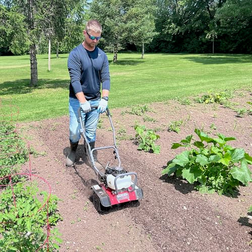 GardenTrax Upgraded Tiller 40cc 4-Cycle Multi-Function Mini Cultivator w/6 Durable Steel Tines