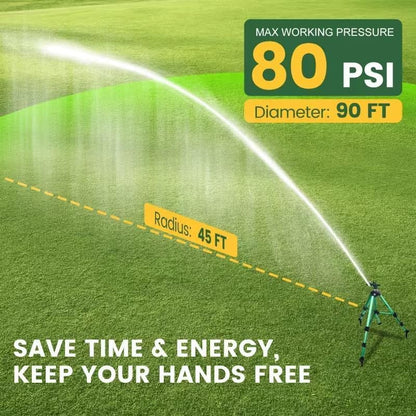 Tripod Sprinkler - Adjustable Height Yard Impact Sprinkler, with 360° Full Spray Water Sprinkler for Lawn, Garden & Agricultural Irrigation